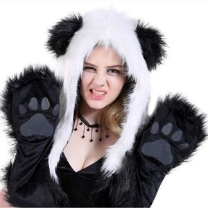 Panda Costume Hood with Paws